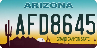 AZ license plate AFD8645