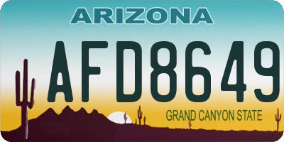 AZ license plate AFD8649