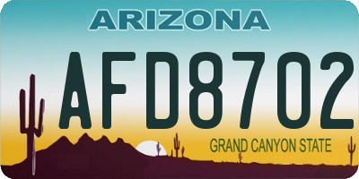 AZ license plate AFD8702