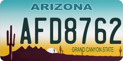 AZ license plate AFD8762