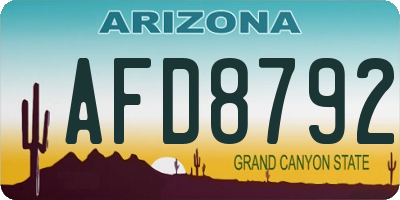 AZ license plate AFD8792