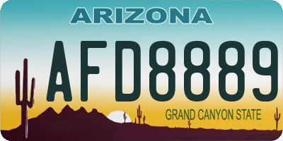AZ license plate AFD8889