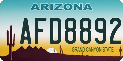 AZ license plate AFD8892