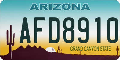 AZ license plate AFD8910