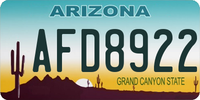 AZ license plate AFD8922