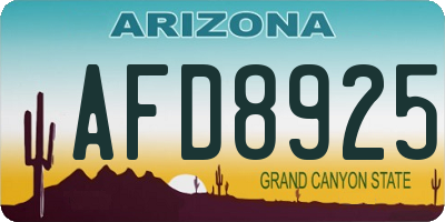 AZ license plate AFD8925