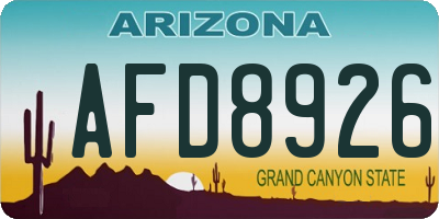 AZ license plate AFD8926