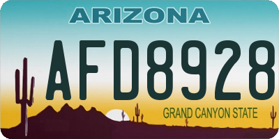 AZ license plate AFD8928