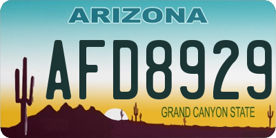 AZ license plate AFD8929