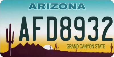 AZ license plate AFD8932