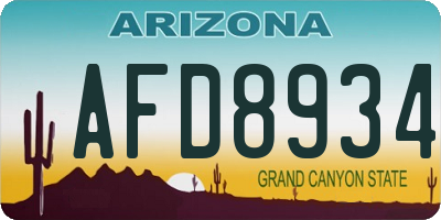 AZ license plate AFD8934