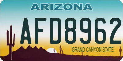 AZ license plate AFD8962