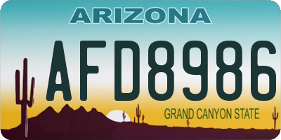 AZ license plate AFD8986