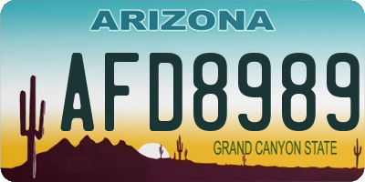AZ license plate AFD8989