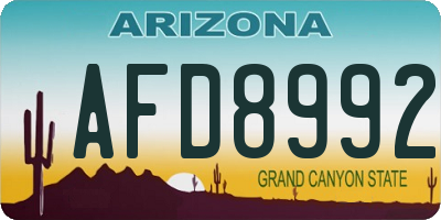 AZ license plate AFD8992