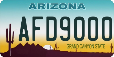 AZ license plate AFD9000