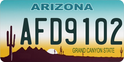AZ license plate AFD9102