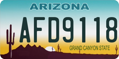 AZ license plate AFD9118