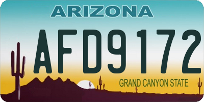 AZ license plate AFD9172