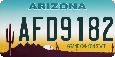 AZ license plate AFD9182