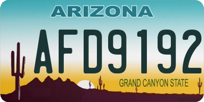 AZ license plate AFD9192