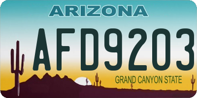AZ license plate AFD9203