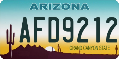 AZ license plate AFD9212