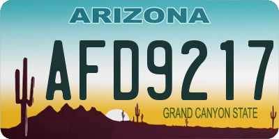 AZ license plate AFD9217