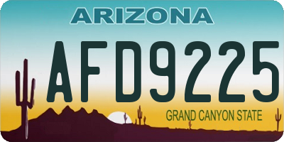 AZ license plate AFD9225