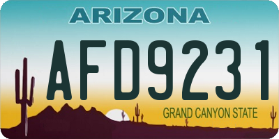 AZ license plate AFD9231