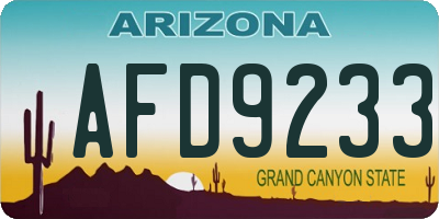 AZ license plate AFD9233