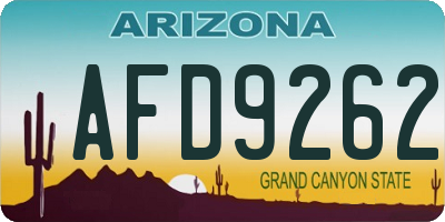 AZ license plate AFD9262