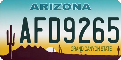 AZ license plate AFD9265
