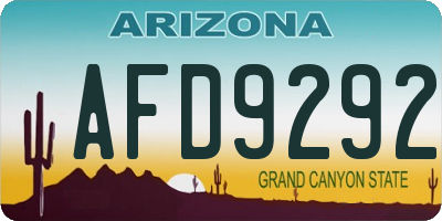 AZ license plate AFD9292