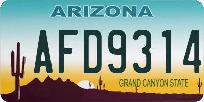 AZ license plate AFD9314