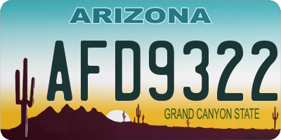 AZ license plate AFD9322