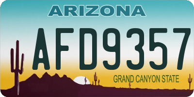 AZ license plate AFD9357