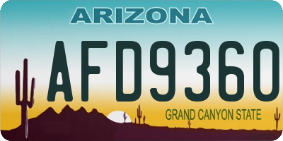 AZ license plate AFD9360
