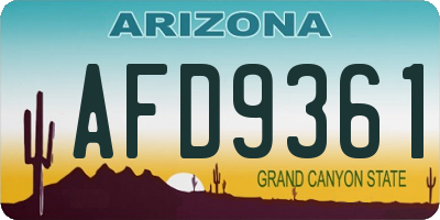 AZ license plate AFD9361