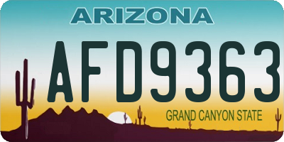 AZ license plate AFD9363