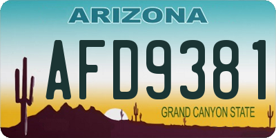 AZ license plate AFD9381