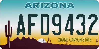 AZ license plate AFD9432