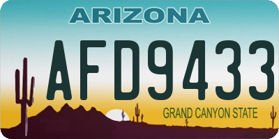 AZ license plate AFD9433