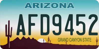 AZ license plate AFD9452