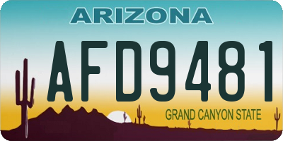 AZ license plate AFD9481