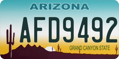 AZ license plate AFD9492