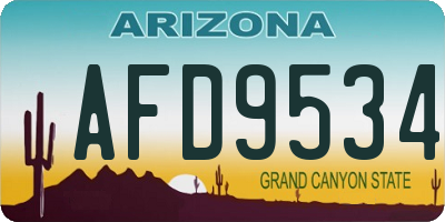 AZ license plate AFD9534