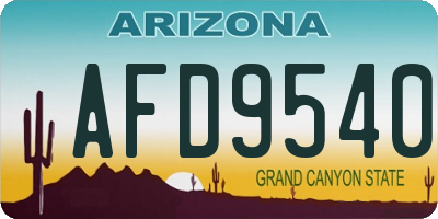 AZ license plate AFD9540