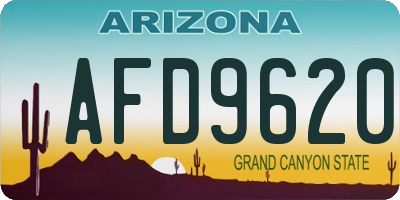 AZ license plate AFD9620