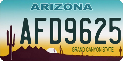 AZ license plate AFD9625